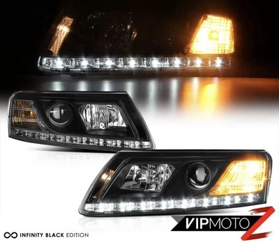 For AUDI A6 05-08 Black Projector Headlight LED DRL Daytime Driving Running Lamp - Image 1 of 4
