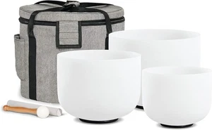 CVNC Crystal Singing Bowl with Carry Case Set of 3 PCS 440HZ 6" 8" 10" - Picture 1 of 9