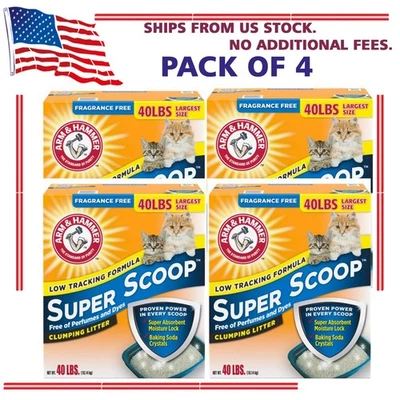 (Paquete de 4) Arm & Hammer Super Scoop Arcilla Agrupadora Basura para Gatos - Sin Perfume, 40 lb Foto 1 de 4