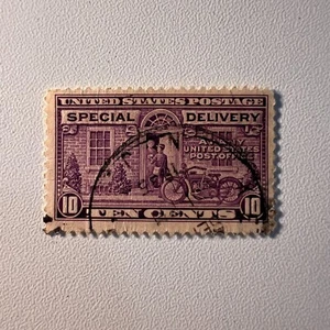 1922 Motorcycle Special Delivery Stamp US Postage Ten Cents - Picture 1 of 2