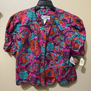 Vintage Deadstock 80s Jessica Howard Women's Large Floral Button-Up Jacket - Picture 1 of 8