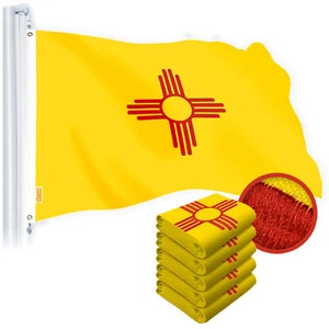 G128 5 Pack: New Mexico NM State Flag  4x6 Ft Embroidered 220GSM Spun Polyester - Picture 1 of 8