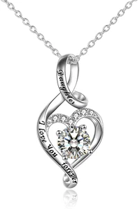 Daughter I love You Forever Love Heart Necklace Sterling Silver Jewelry Gifts - Picture 1 of 7