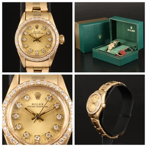 Rolex Ladies 18k Gold Diamond Dial & Bezel Watch 6719 With Box - Picture 1 of 14
