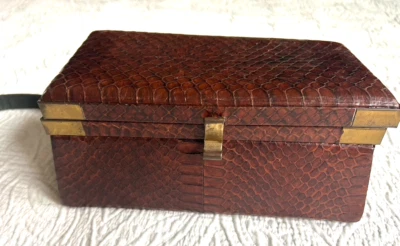 ANTIQUE Real Snake Skin Box Purse Handbag Silk Lined - Image 1 of 4