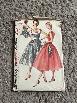 Vintage Simplicity 1044 Pattern Misses One Piece Dress Size 12 Bust 30 UNCUT 50s - Image 1 of 3