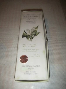 VINTAGE SET 3 BROWN&HARRIS LILY of the VALLEY FINE ENGLISH BATH SOAP 3x3.5ozEach - Picture 1 of 2