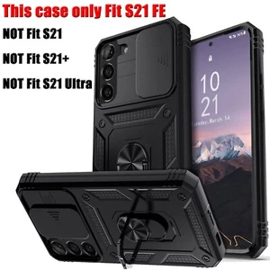 For Samsung Galaxy S21 FE 5G Shockproof Case, Magnetic Ring Stand Cover Black - Picture 1 of 16