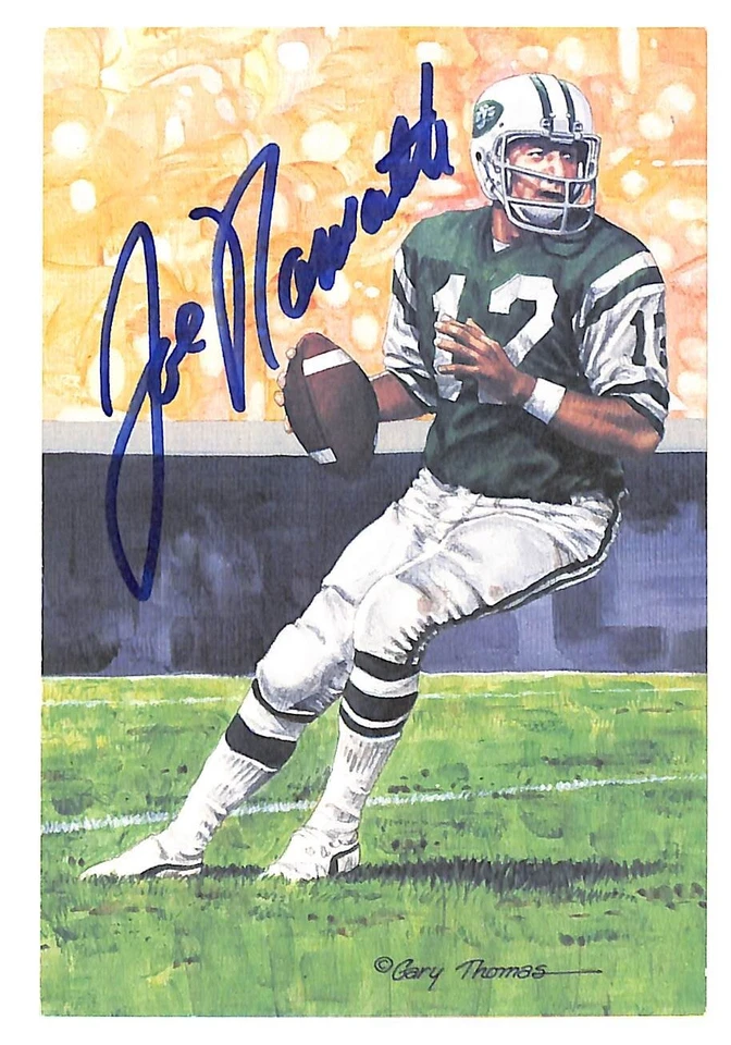 Joe Namath Autographed Goal Line Art Card GLAC Jets PSA/DNA 100233 - Image 1 of 3