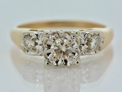 INCORE .42ctw Diamond Solitaire with Accents Engagement Ring 14k Multi-Tone Gold - Image 1 of 4