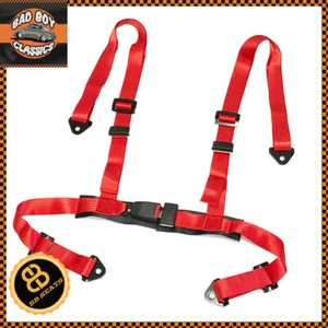 Red Seat Belt Racing Harness 4 Point Car Universal Design Includes Fittings - Picture 1 of 6