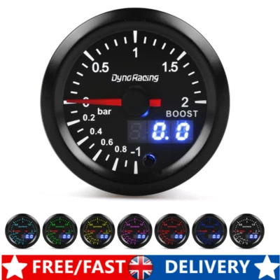 2'' 52mm Digital & Pointer Car Turbo Boost Meter Bar Pressure Gauge 7 Color LED - Image 1 of 4