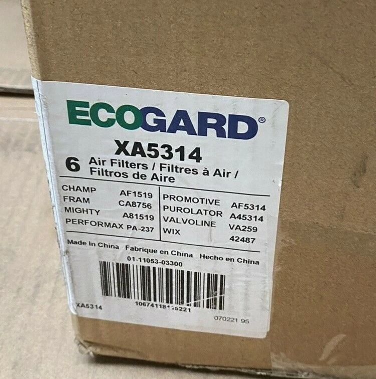 Filtro de aire Ecogard XA5314 NUEVO  (Lote de 6) CHAMP AF1519 Foto 1 de 3