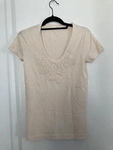 J. Camiseta Crew Talla X-Pequeña Algodón Rubor Con Adorno Nueva - Imagen 1 de 4