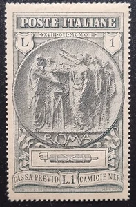 Italia Regno 1923 camicie nere MNH 1 lira grigio Sass. 149 . Centratura perfetta - Picture 1 of 2