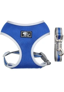 Pet Vest & Leash Set Breathable Dog Harness Reflective Chest Straps XS- Blue - Picture 1 of 7