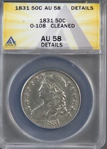 1831 US Capped Bust Half Dollar (50c.), Overton 108 - ANACS AU58  - Picture 1 of 7