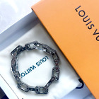 Louis Vuitton monogram chain Bracelet Engraved Silver