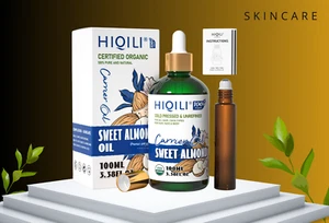 HIQILI Sweet Almond Oil, 100% Pure Organic, 3.38 Fl Oz - Picture 1 of 5