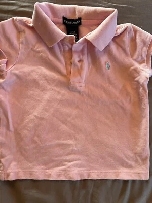 Ralph Lauren 女孩粉色 polo 衫尺寸 5 XSmall 绿色小马 — 第 1/4 张图片
