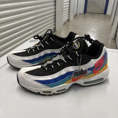 Nike Air Max 95 Cortavientos Hombres 11.5 Tenis Zapatos Amarillo Azul Blanco AJ2018-123 Foto 1 de 4