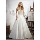 Elegant Strapless Wedding Dress with beaded bodice and satin skirt