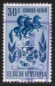 Venezuela, Scott #C486, 30c Arms of Monagas and Horses, Used - Picture 1 of 1