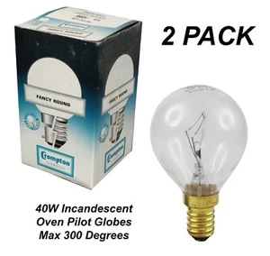 2 x 40W Clear Oven Pilot Light Globes Bulbs Lamp E14 Small Screw 300 Degree Max - Picture 1 of 3