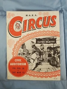 1957 Vtg H.G.E.A. Circus featuring Clyde Beatty Magazine Daily Review Program - Picture 1 of 7