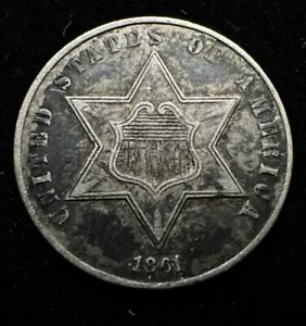 Premium Choice Condition 1861 Three Cent Silver Trime. #3535 - Picture 1 of 2