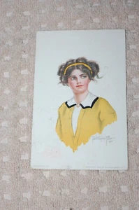 ACUARELA VINTAGE "RETRATO DE NIÑA" POR PEARLE EUGENIA FIDLER 1910  - Imagen 1 de 4