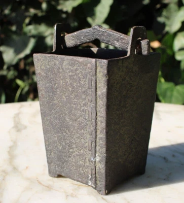 Antique Chinese Asian Cast Iron Incense Burner Square with Handle - Image 1 of 4
