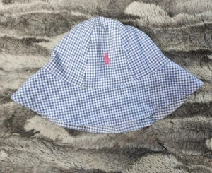 Ralph Lauren Label Blue Check Bucket Hat Kids Size S/M Cotton Blend Reworked  - Picture 1 of 11