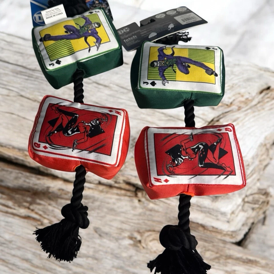 Lote de 2 Cuerdas de Peluche DC Comics Joker Harley Quinn S/M Juguetes para Perros Buscar Tirar NUEVO Foto 1 de 4