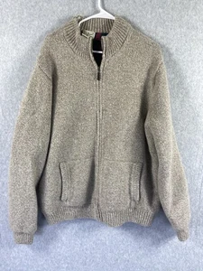 LL Bean Sweater Jacket Mens XL Gray Lambswool Full Zip Cotton Lined Pockets Warm - Picture 1 of 6
