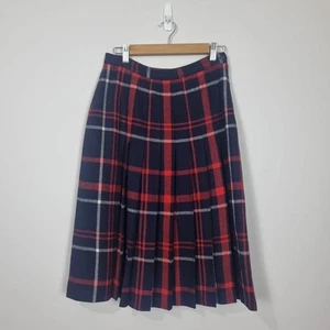 Vintage Sportscraft Wool Skirt 14 Red Navy Check Tartan - Picture 1 of 7
