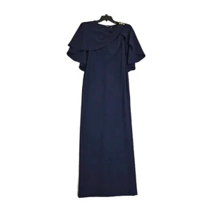 Lauren Ralph Lauren Damen Kleid Gr. 0 Maxi Navy Drapiert Gefüttert Langarm 28 - Bild 1 von 14