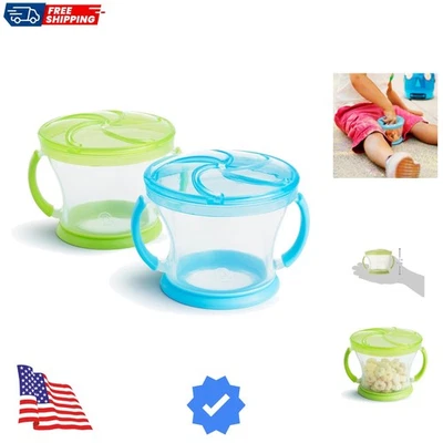 Tazas de bocadillos para niños pequeños sin derrames, paquete de 2 en azul/verde, sin BPA y aptas para lavavajillas Foto 1 de 4