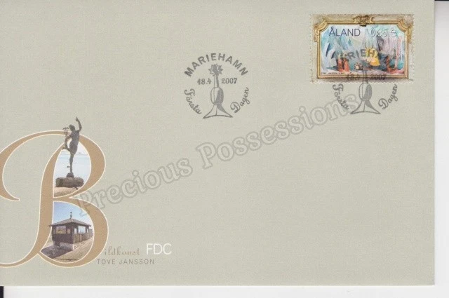 ALAND FDC FIRST DAY COVER STAMP SET 2007 ART SCULPTURES PAINTINGS TOVE JANSSON - Image 1 of 1
