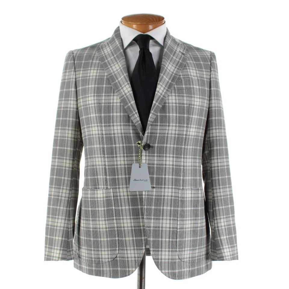 Abrigo deportivo de lana Sartorio Kiton nuevo con etiquetas talla 48R (~38R EE. UU.) a cuadros blancos y negros Foto 1 de 4