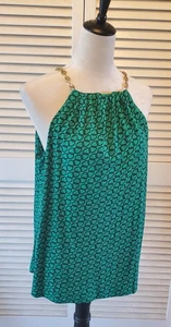 Camicia donna Chaus top XL senza maniche stampa maglia catena verde nero bella - Foto 1 di 9