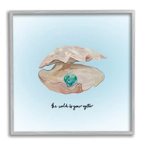 World Your Oyster Phrase Framed Giclee Art by Amelia Noyes - Picture 1 of 8