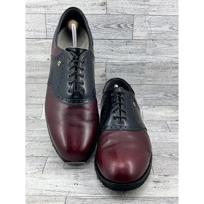 FootJoy Classics Golf Shoes Burgundy Black Saddle Wingtip Leather Mens 11.5 D - Image 1 of 4