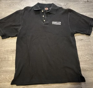 Harley Davidson Men’s Ribbed Polo Shirt Daytona Beach Florida Black Size Medium - Picture 1 of 4