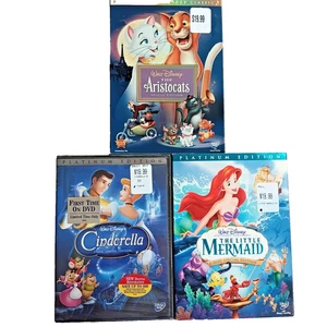 Disney Movie DVD Lot 3 Sealed New Cinderella The Little Mermaid Aristocats - Picture 1 of 8