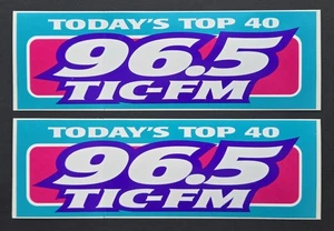 96.5 TIC-FM Bumper Stickers (2) Todays Top 40 Hartford Connecticut Dunkin Donuts - Picture 1 of 4