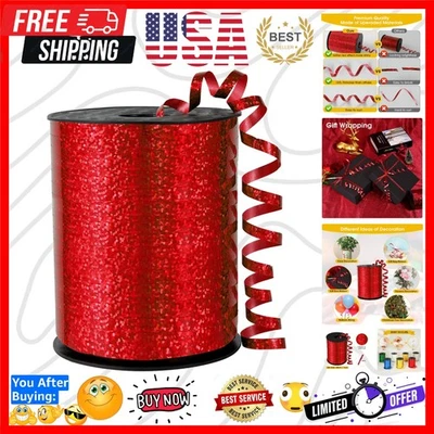 Cinta rizadora roja - Cinta rizadora metálica brillante de 500 yardas para envolver regalos... Foto 1 de 4