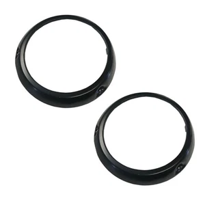 1966-1977 Early Ford Bronco Headlight Rings, Pair, Black, 1966-70 Style - Picture 1 of 3