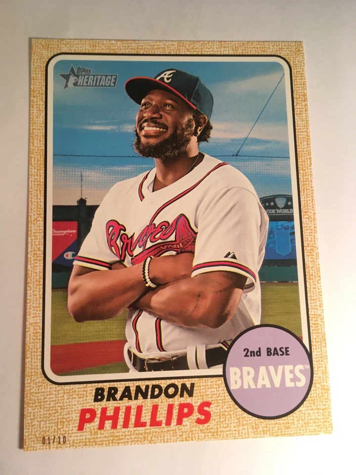 2017 Topps Heritage High Number Jumbo 5x7 Brandon Phillips Braves 534 01/10 Gold - Image 1 of 1