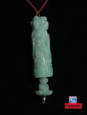 稀有复古中国翡翠玉 3 观音 1 隐藏佛吊坠 — 第 1/4 张图片